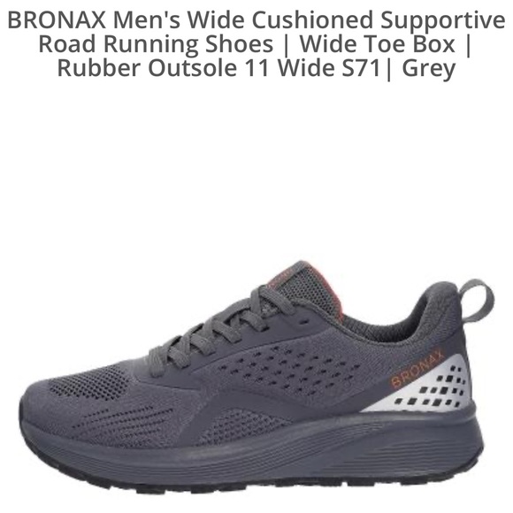 Bronax Men’s Wide Cushioned Supportive Road running  Shoes Wide Toe Box size 11 - Picture 5 of 6